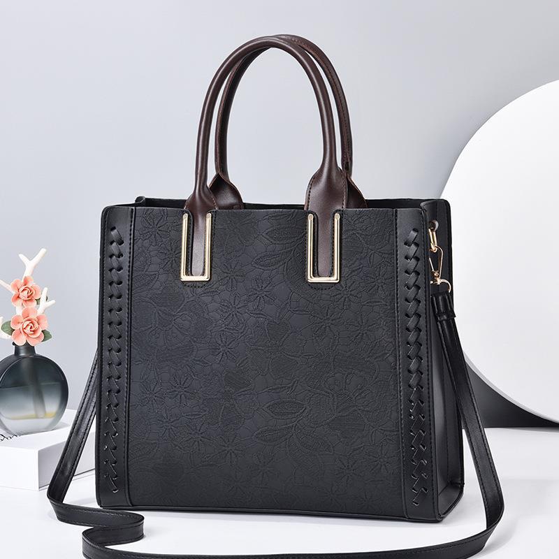 2023 new lace-embossed large-capacity soft leather single-shoulder crossbody multi-layered textured and stylish women's bag dropshipping details Picture