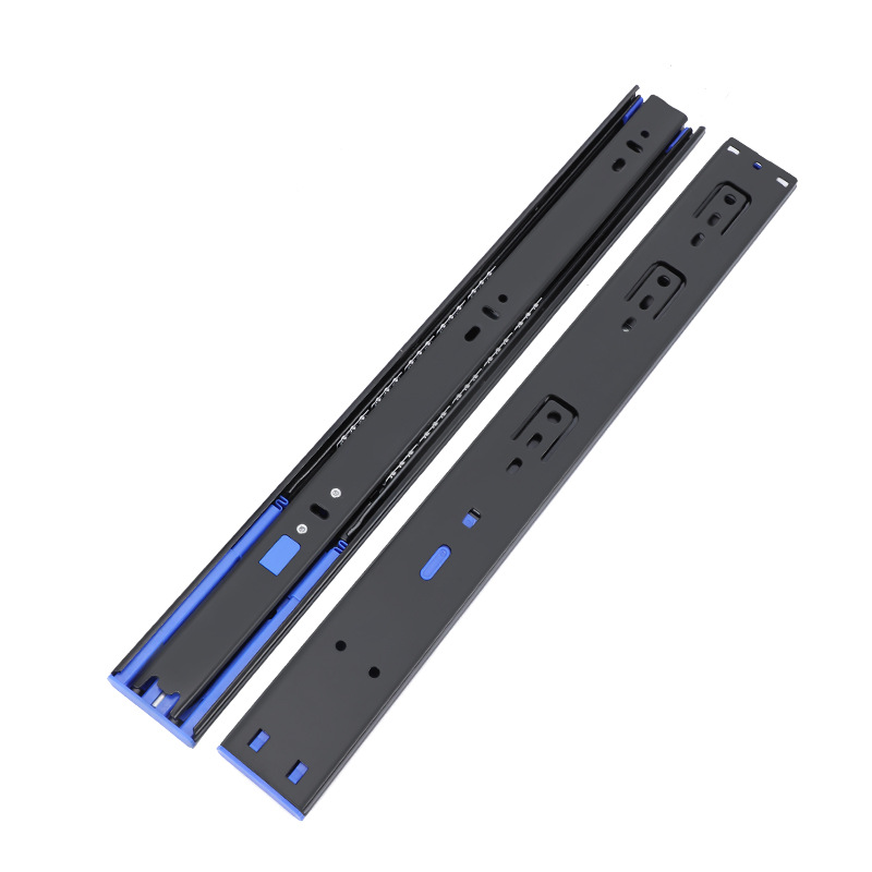 Jincansheng buffer three-section slide rail cold-rolled steel thickened wardrobe handleless rebound guide rail drawer track damping Item Picture