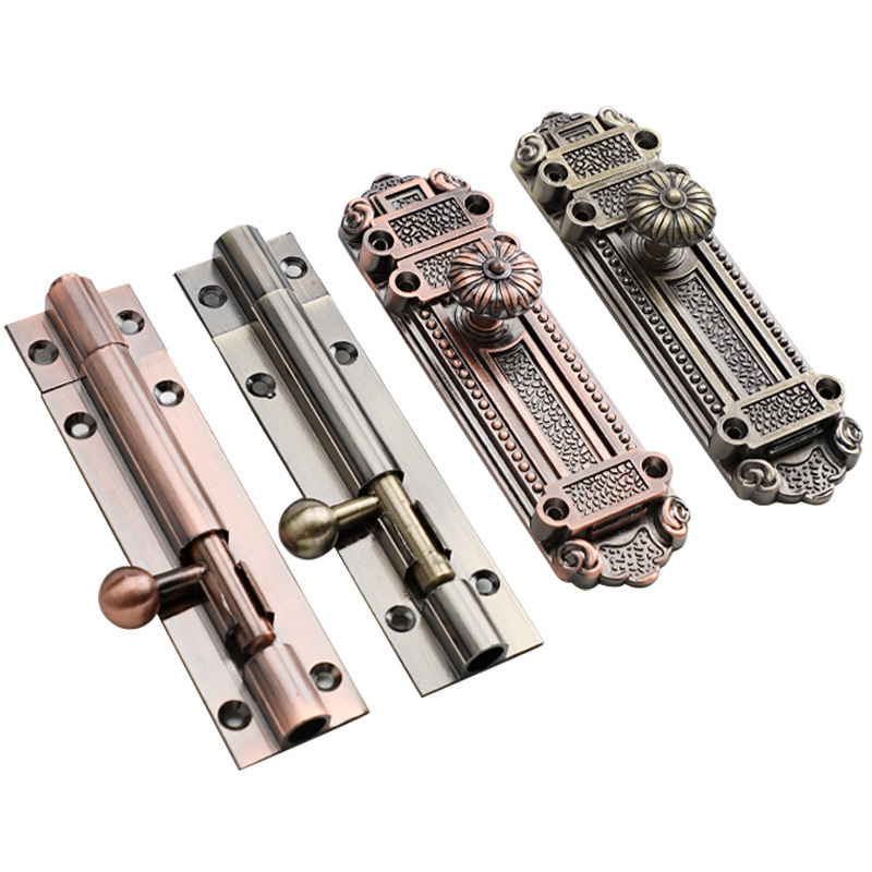 Thickened European antique copper latch, retro door and window latch, golden door bolt, door latch, bathroom door alloy exposed latch Item Picture