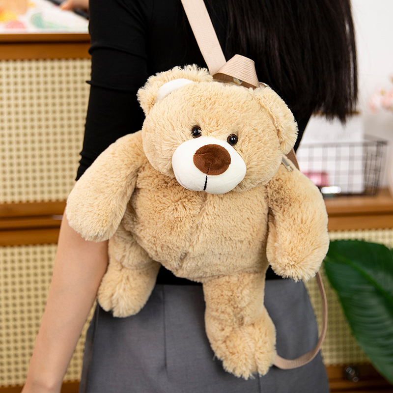 Cute plush toy backpack for girls in the Korean cartoon style 2024, a cute and casual small backpack, and a personalized bear gift details Picture