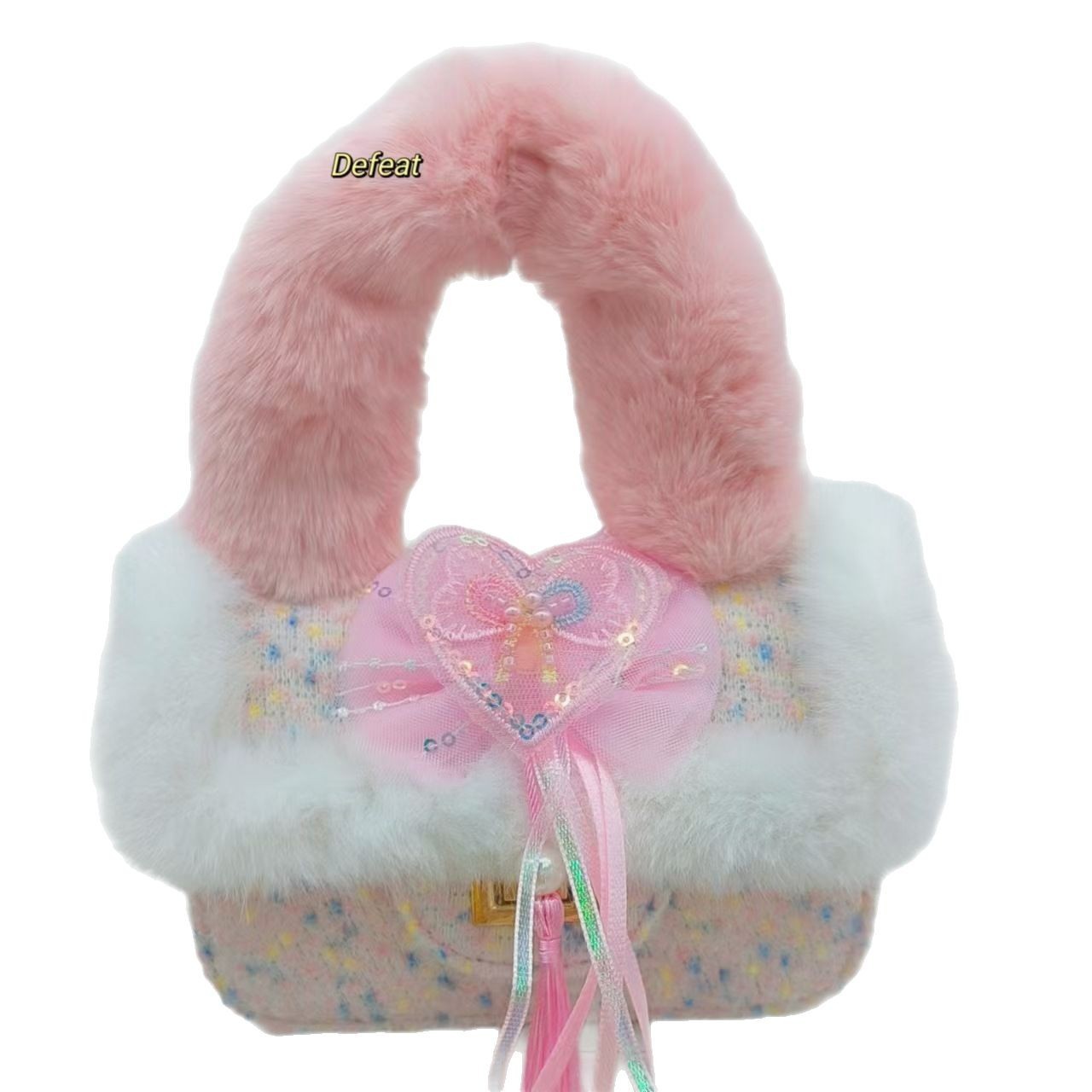 Chinese-style plush handbag, children's stylish and fashionable, little girl single-shoulder crossbody bag, small square bag, accessory bag, coin purse Item Picture