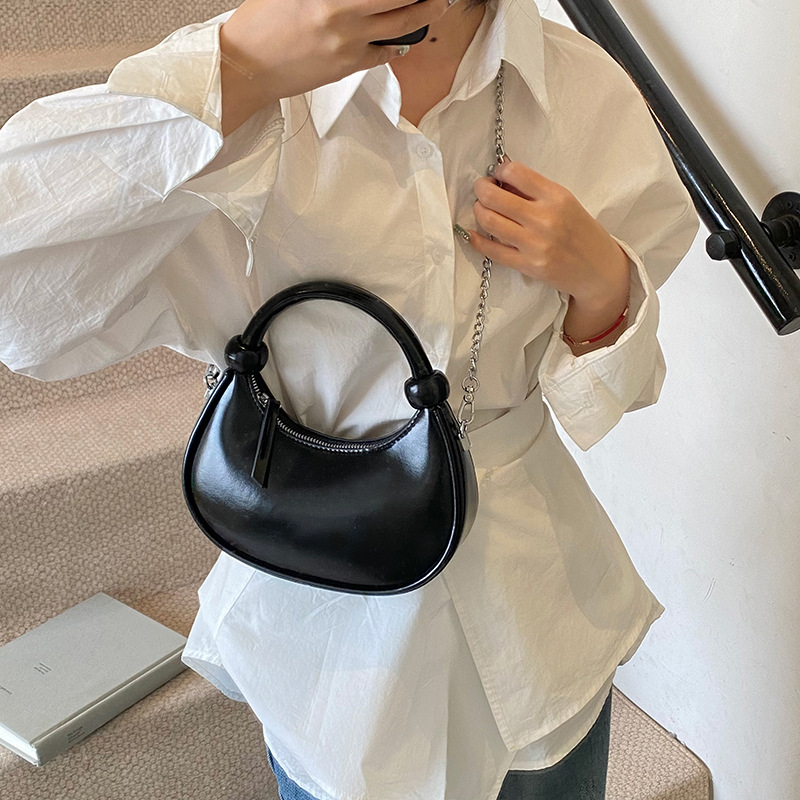 Cross-border shiny solid color handbag for women, 2025 new exquisite retro commuter crossbody bag, versatile chain single-shoulder bag Specification drawing