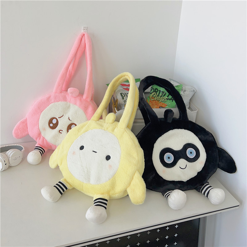 Cartoon and cute Egg Doll plush handbag for women 2023 New Egg Doll Party Tote bag with large capacity backpack style full figure