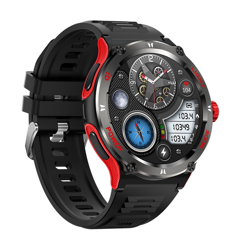The 2024 cross-border new product KT76 smartwatch with LED lighting, outdoor sports, water resistance and health monitoring details Picture