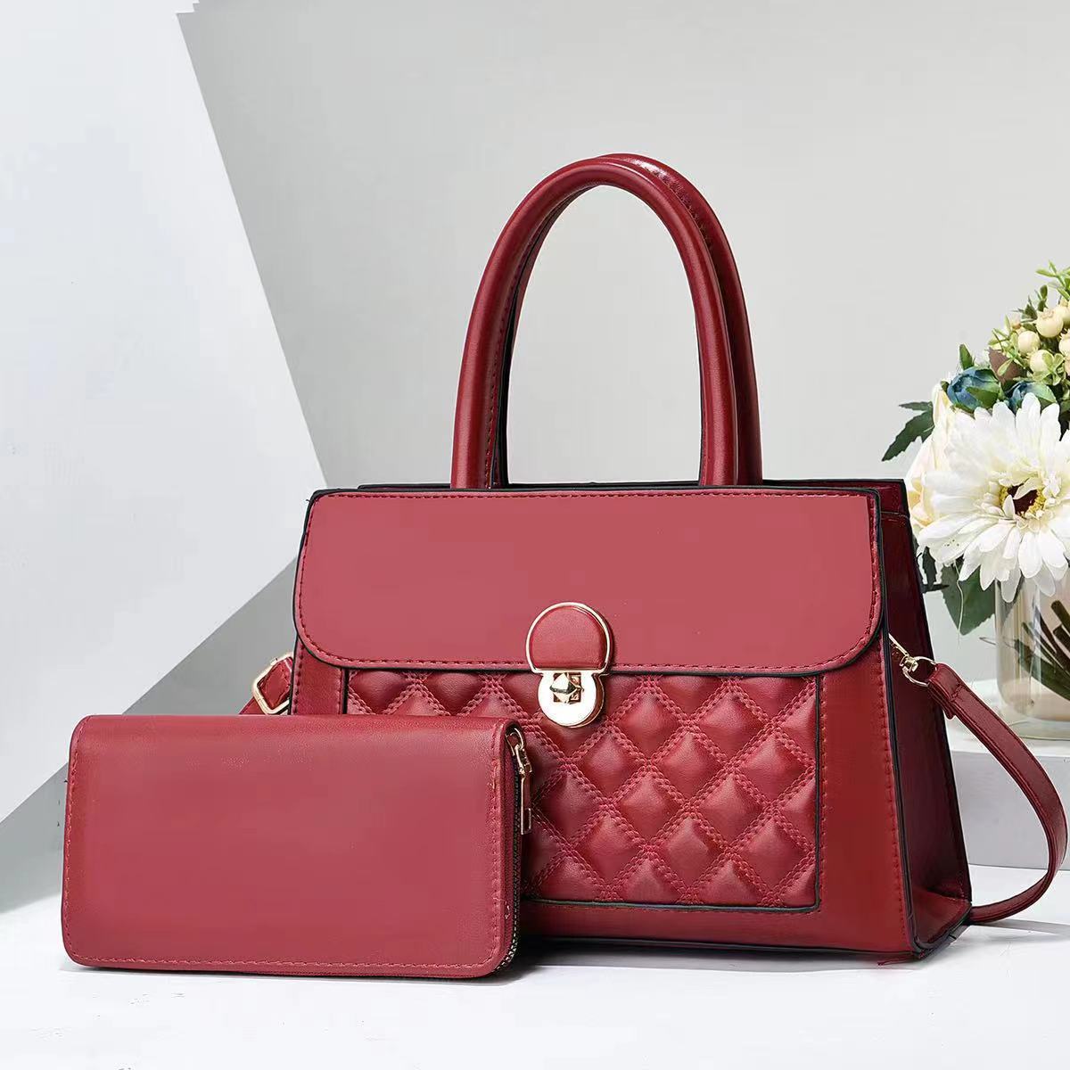 Korean diamond-shaped fashion handbag 2023 new style simple and light luxury mother and child single-shoulder bag, trendy and versatile quality crossbody bag details Picture