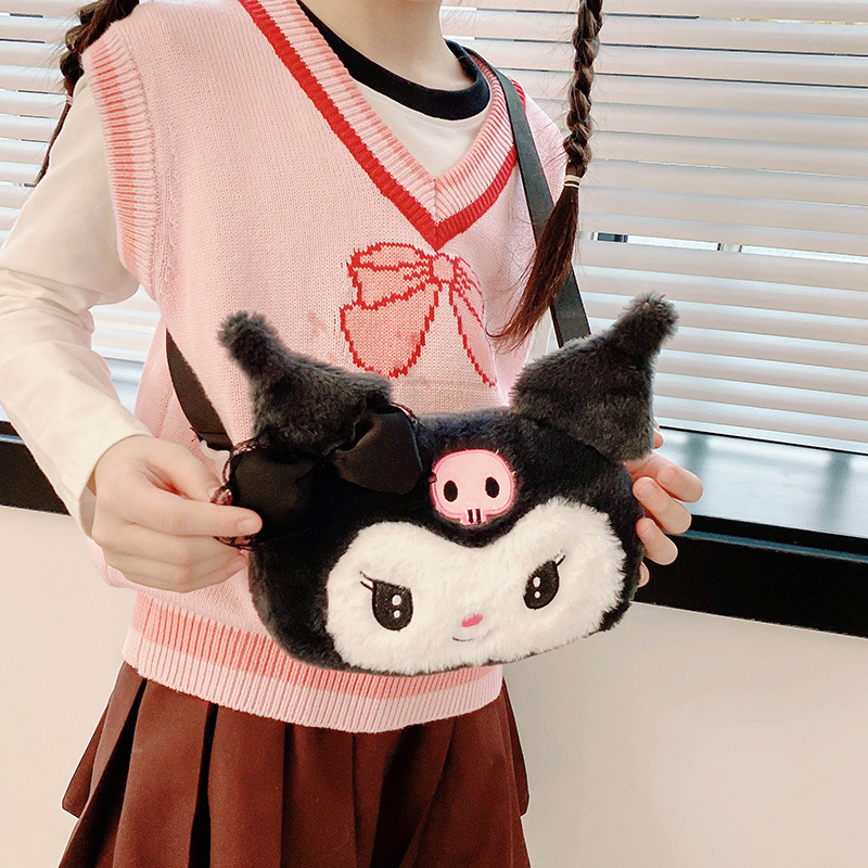 New cartoon hand-held crossbody single-shoulder doll plush toy bag, children's claw machine doll, doll gift wholesale style details Picture