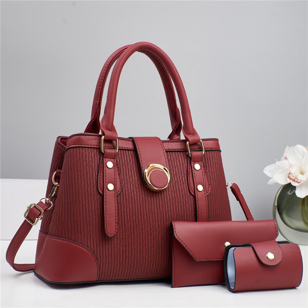 Three-piece retro handbag set, new women's bag, large-capacity mother-and-child bag, fashionable and versatile women's single-shoulder crossbody bag Specification drawing