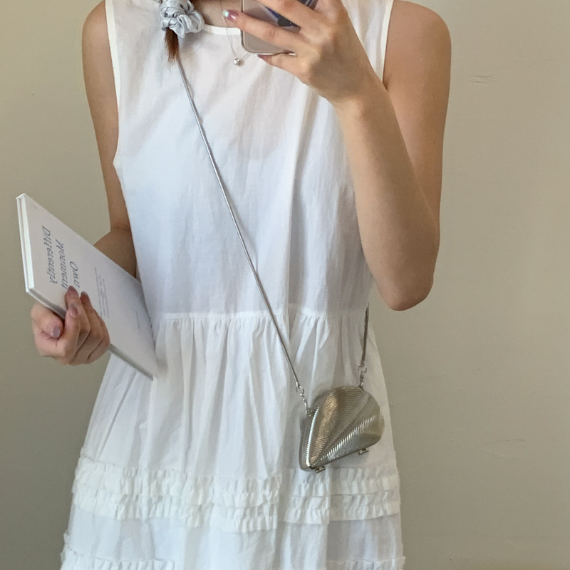 European and American trendy shell thread earrings, beach vacation single-shoulder bag, high-end chain crossbody bag details Picture