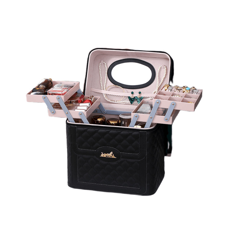 Wholesale of light luxury and practical makeup bags for women with high appearance standards, portable waterproof cosmetics storage boxes, and large-capacity makeup cases Item Picture