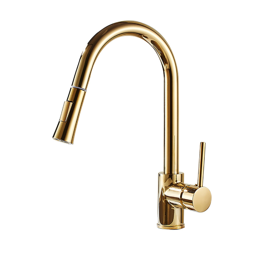 Haimingsi Golden pull-out Faucet Rotating Kitchen Faucet sink Sink Sink Hot and cold faucet 8055D Item Picture