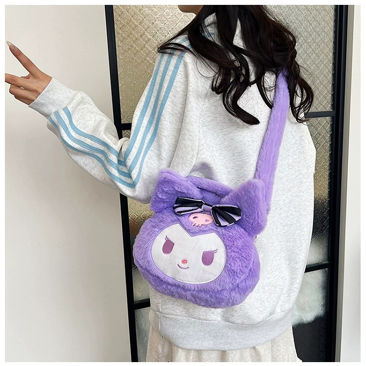 New Sanrio plush bag, cartoon and cute children's single-shoulder bag, claw machine doll, plush toy, casual handbag details Picture