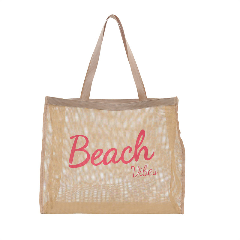 Mesh transparent shopping bag, large-capacity mesh single-shoulder bag, women's beach bag Item Picture