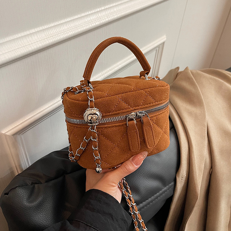 A high-end suede mini chanel-style diamond-shaped chain small bag for women, 2024 new mini single-shoulder crossbody phone bag Specification drawing