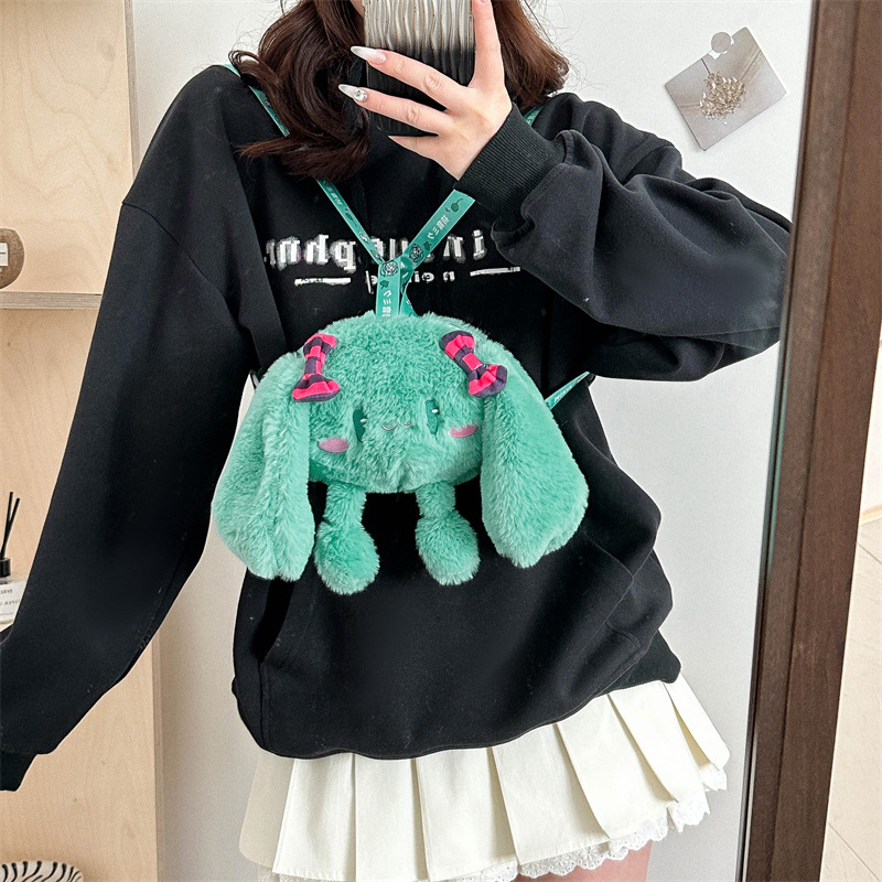 Wholesale of the new Hatsune Miku cartoon 2D dog double-shoulder personalized small square bag claw machine doll bag from the manufacturer details Picture