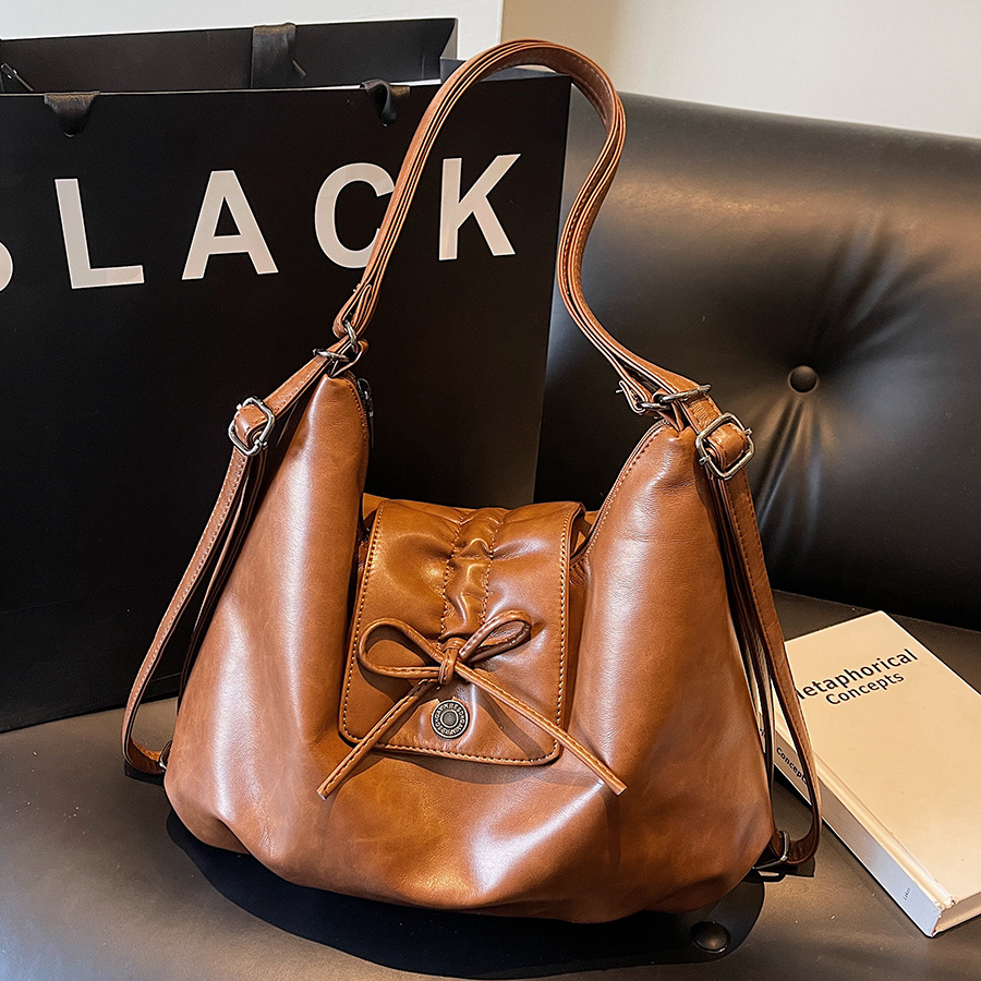 Retro single-shoulder bag, high-end and fashionable commuting crossbody bag, ballet-style bow bag, versatile women's underarm bag full figure