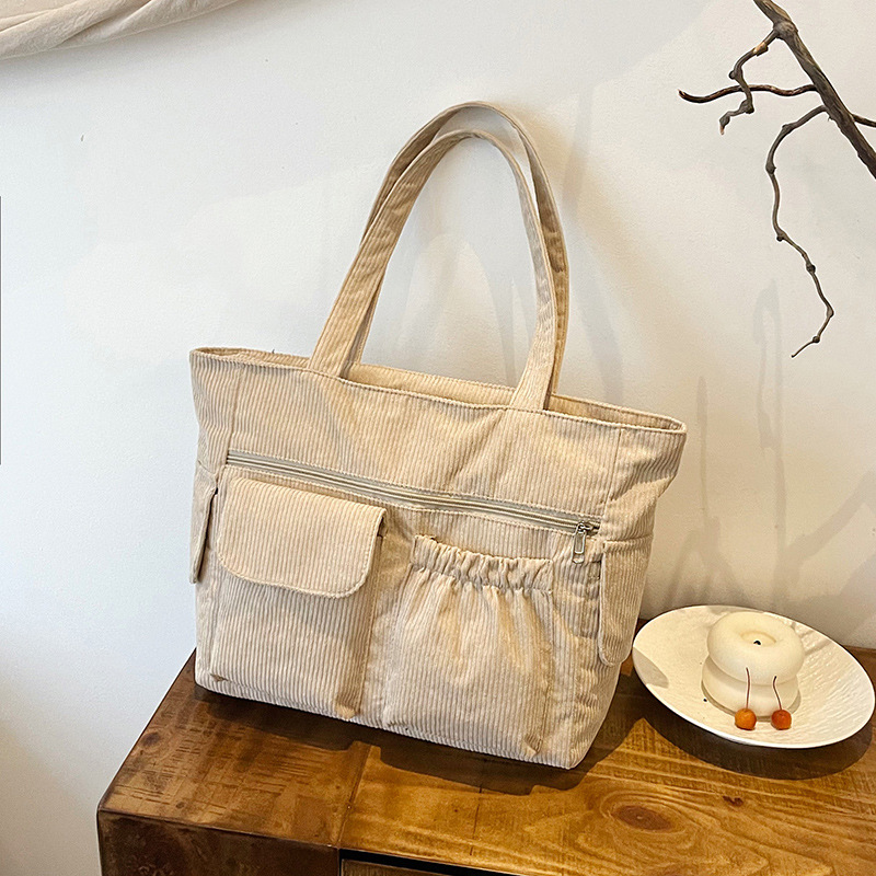 Single-shoulder women's bag, Japanese-style simple large-capacity fabric bag, handbag, large-capacity class bag, versatile student crossbody bag full figure