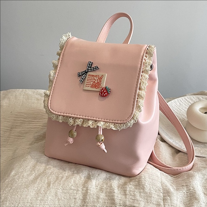 Sweet girl lace travel backpack 2025 New style fashionable and simple backpack, casual commuting single-shoulder bag trend full figure