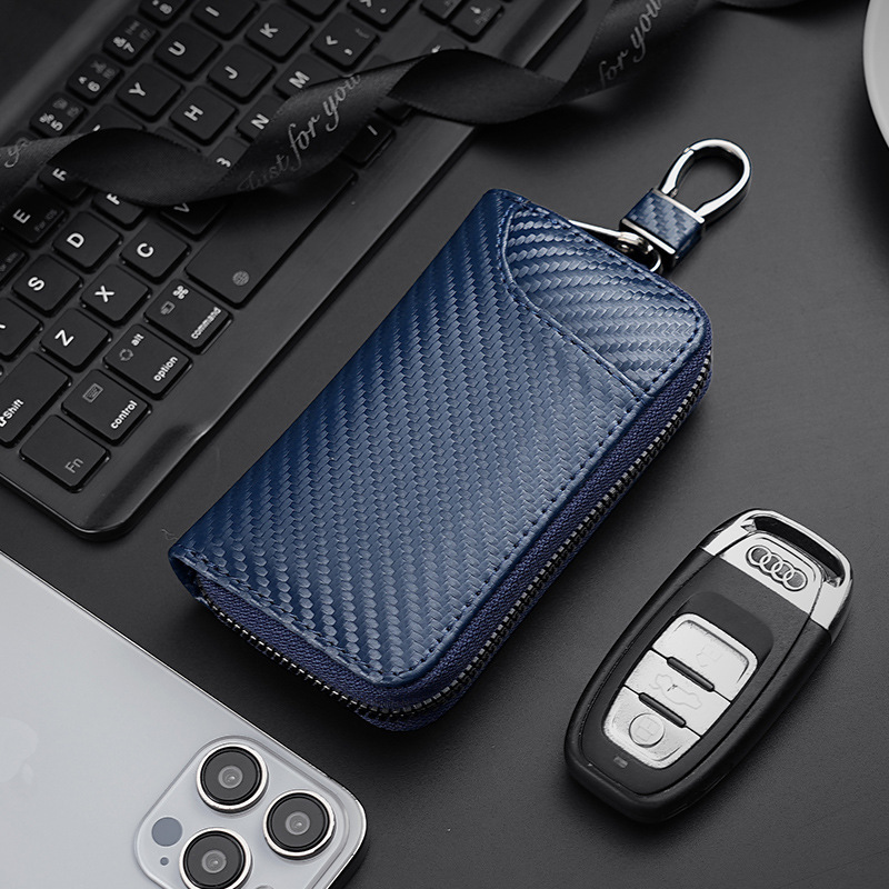 Cross-border bestseller men's key case, carbon fiber pattern business clutch, zipper wallet, large capacity, multiple slots Application Scenario