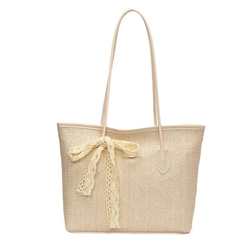 Trendy and fashionable large-capacity straw woven tote bag for women 2025 new style, casual seaside and beach vacation single-shoulder armpit bag Item Picture