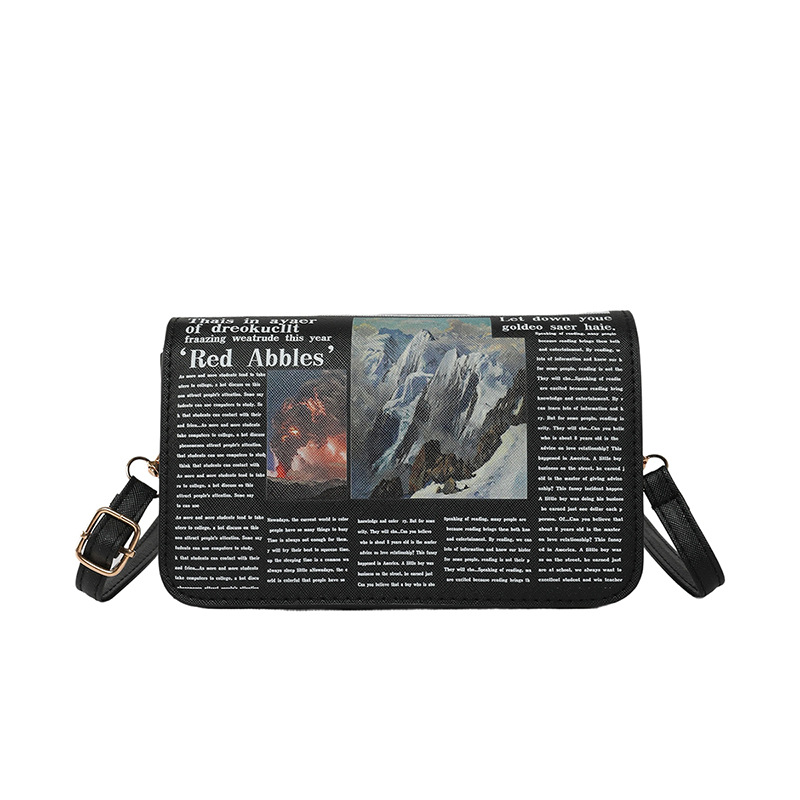 Newspaper Style 2025 new chain bag for women, fashionable and simple design, trendy and versatile, single-shoulder bag, crossbody small square bag Item Picture