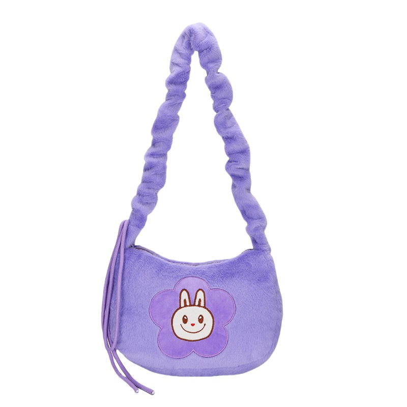 A new cartoon plush hand-held armpit bag with a pull-out dual-purpose plush toy, a cute and girlish loose change crossbody Item Picture