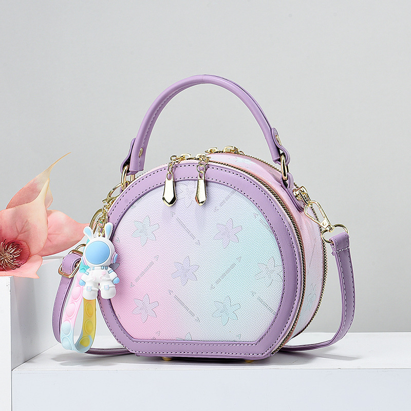 Rainbow-colored small round bag 2023 new versatile and fashionable handbag, single-shoulder manufacturer, elegant crossbody bag for foreign trade ladies details Picture