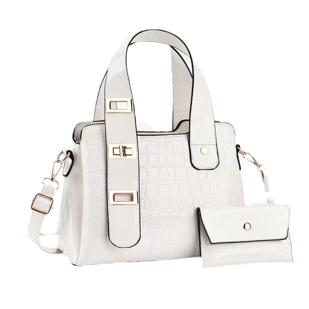 Two-piece fashionable women's bags, simple and trendy diamond-patterned shiny leather embossed combination bags, crossbody bags wholesale Item Picture