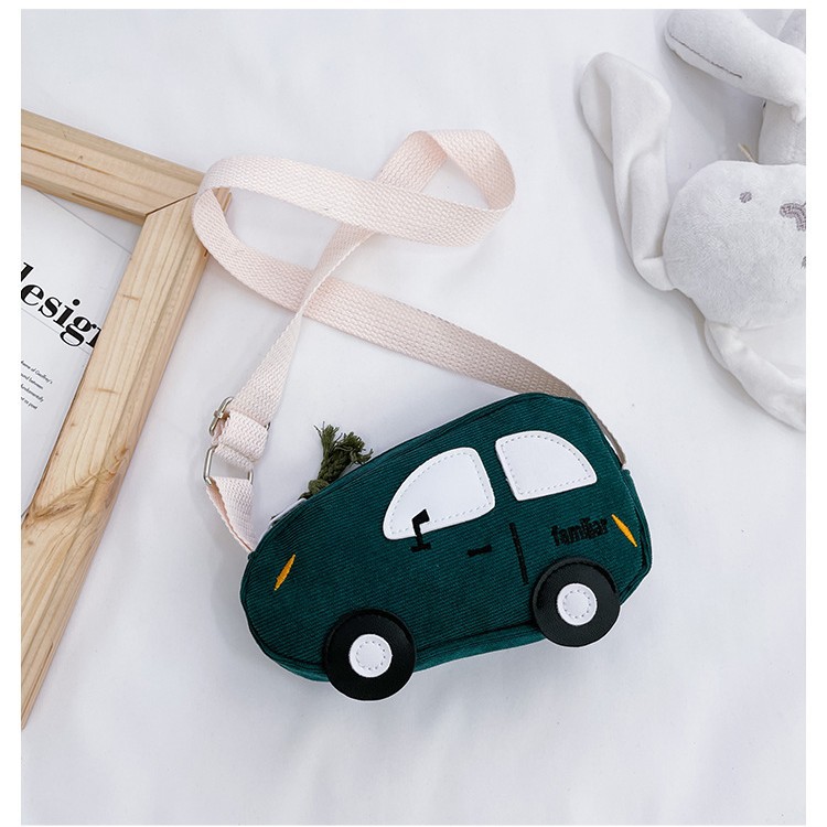 Cute corduroy toy car children's schoolbag, early education class gift, children's kindergarten schoolbag, lightweight single-shoulder crossbody bag Specification drawing