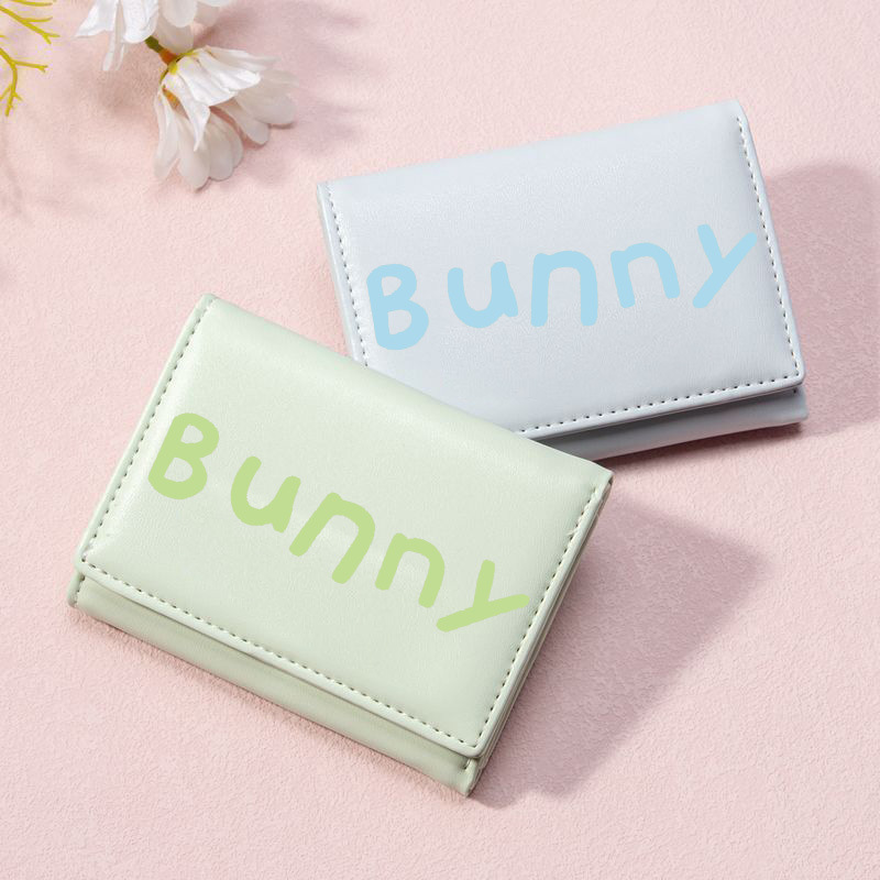 【Bunny Rabbit 】 New cute Ladies' card case, acrylic decorated PU short 30% off coin purse, pink and tender wallet full figure