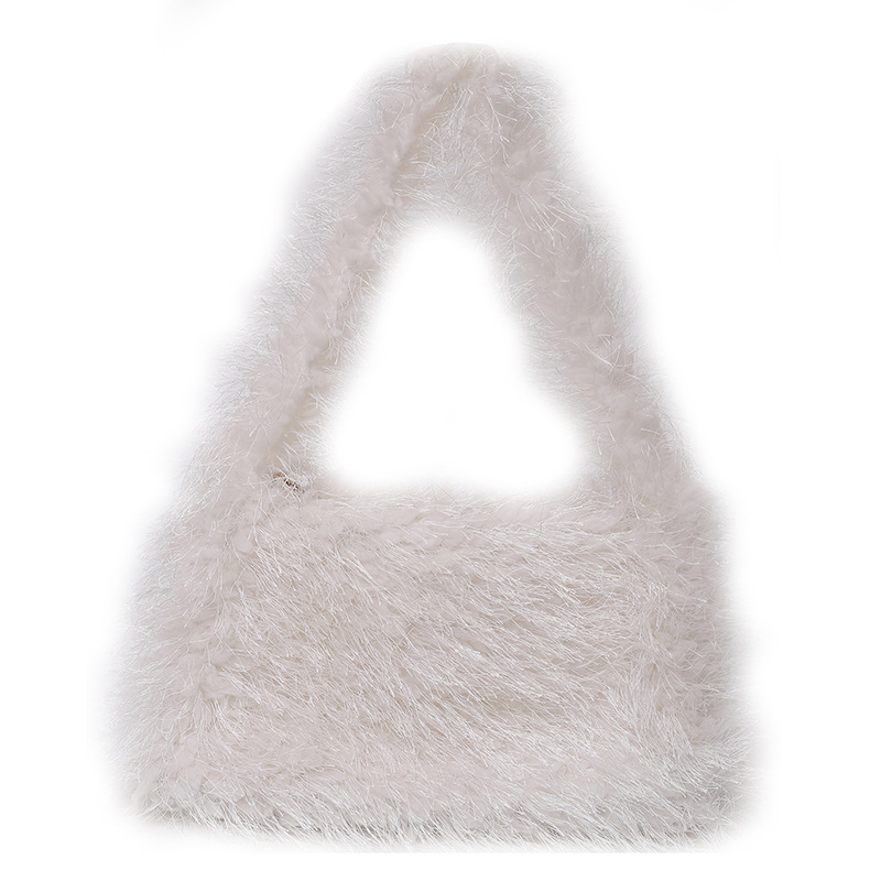 High-end and stylish furry bag for women, 2024 new trendy and cute plush square bag, casual and versatile single-shoulder armpit bag Item Picture
