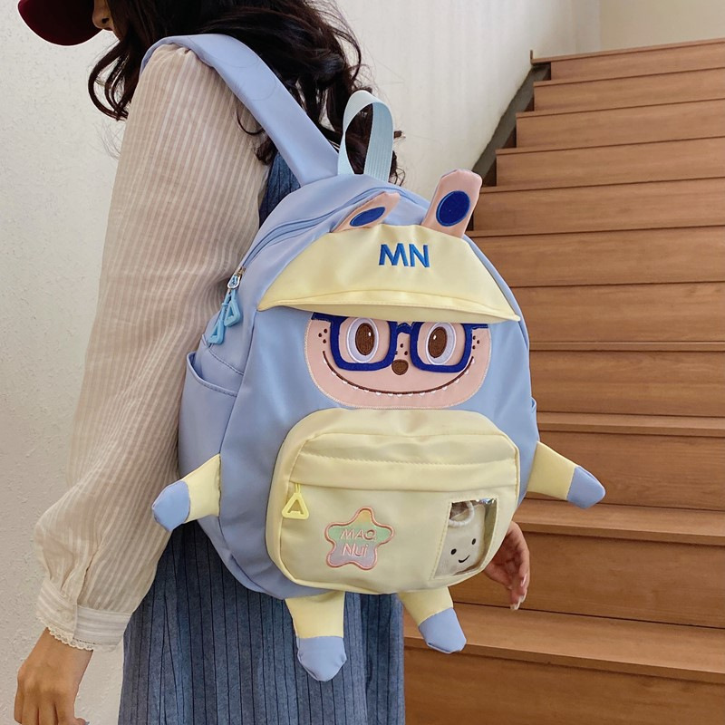 New summer casual canvas backpack, Japanese-style girlish doll backpack, cute and sweet, large-capacity class bag Specification drawing
