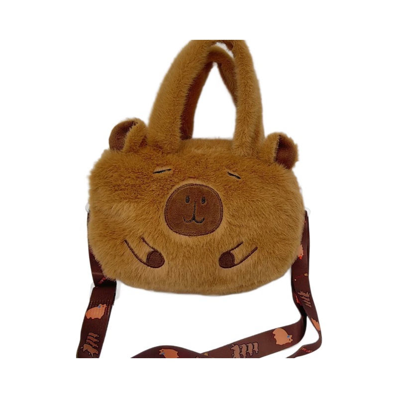 2025 New Capibara plush crossbody bag, cute children's handbag, Capybara doll, girl cartoon backpack Item Picture