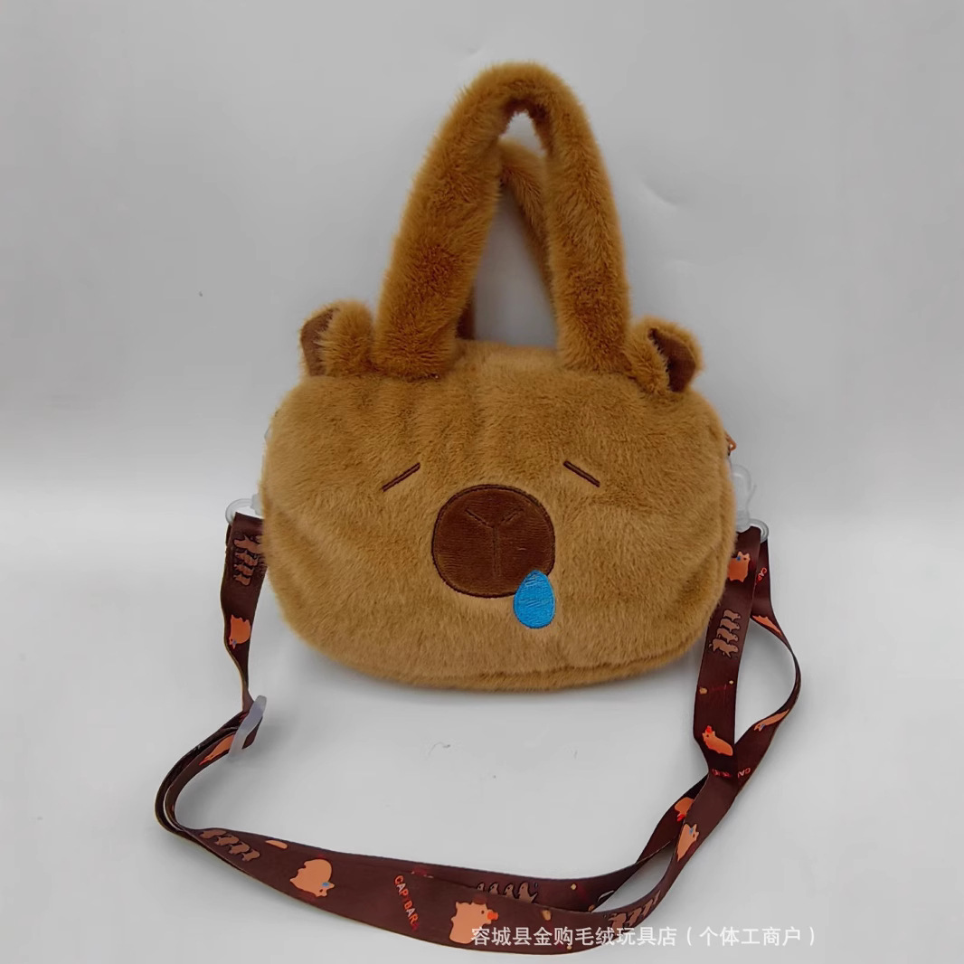 2025 New Capibara plush crossbody bag, cute children's handbag, Capybara doll, girl cartoon backpack details Picture