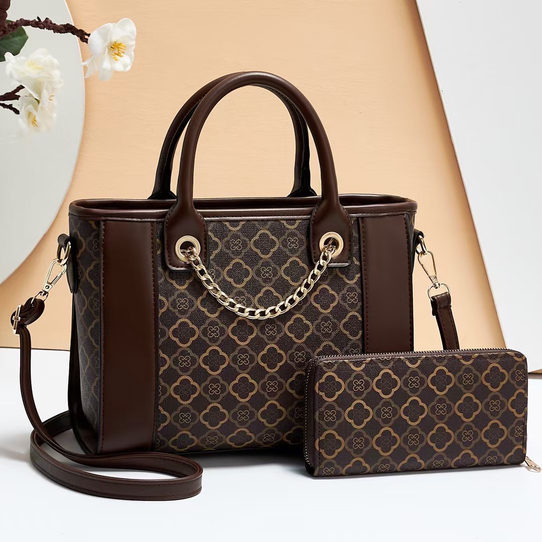 2022 New style printed color-blocking large-capacity mother-and-child bags for cross-border trade, single-shoulder crossbody, stylish and high-quality women's bag consignment full figure