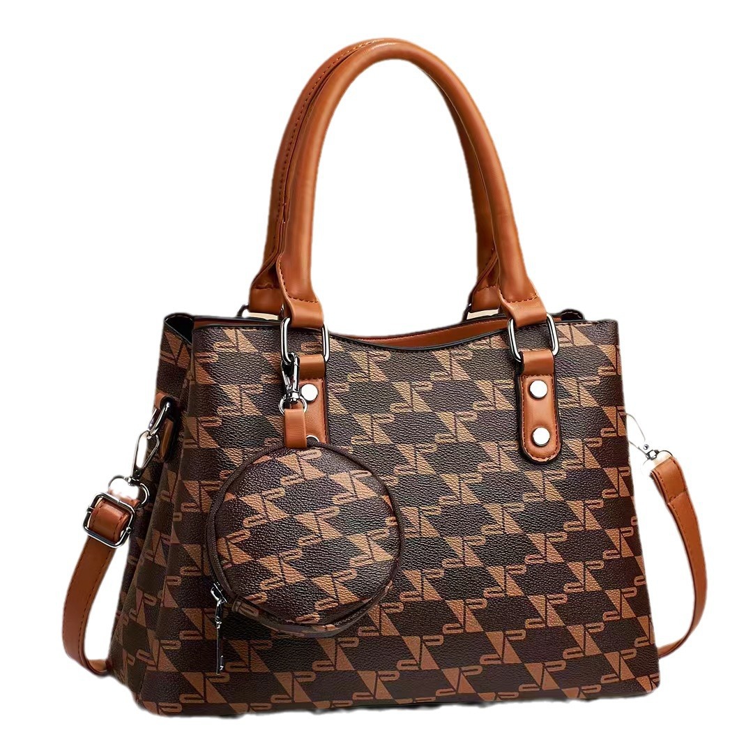 New minimalist printed niche large-capacity cross-border bucket bag, women's handbag, retro light luxury single-shoulder crossbody bag Item Picture