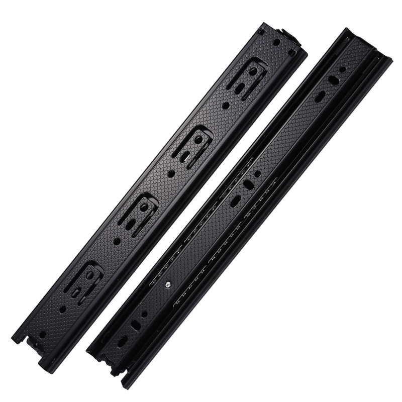 Tianjule 45-wide three-section drawer slide rail wardrobe silent thickened damping steel ball three-fold buffer track guide rail Item Picture