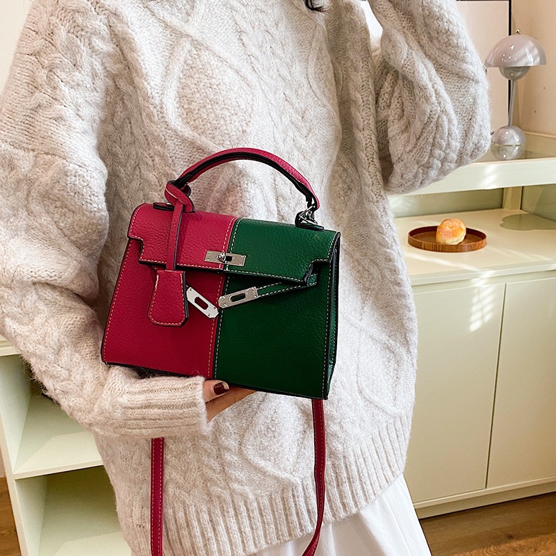 Cross-border Kelly bag bestseller, color-matching, versatile single-shoulder crossbody bag, fashionable single-shoulder bag, girls' high-end feel, hand-held platinum full figure