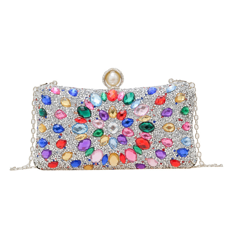 High-end texture colored gemstone single-shoulder bag for women 2025 new style dinner bag, a fashionable bestseller single-shoulder crossbody bag Item Picture
