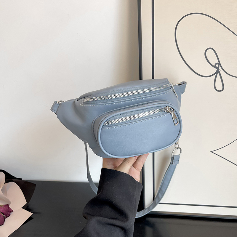 Fashionable women's waist bag 2023 New style simple travel chest bag solid color pu diamond-shaped embroidery thread single-shoulder crossbody bag full figure