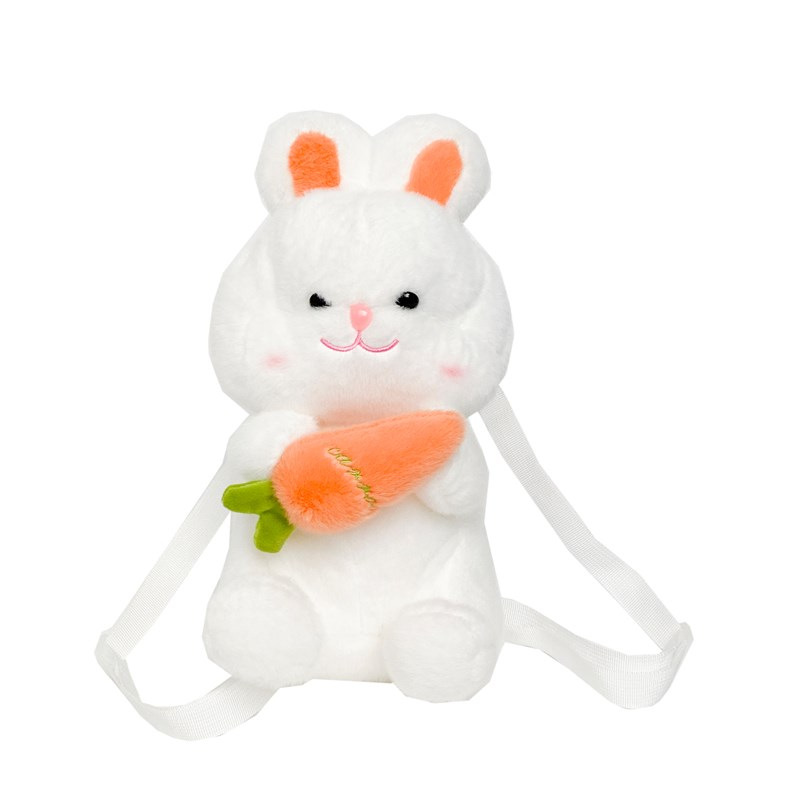 The new cute carrot and rabbit plush bag is a versatile mini backpack for autumn cartoon girls with a fluffy look Item Picture