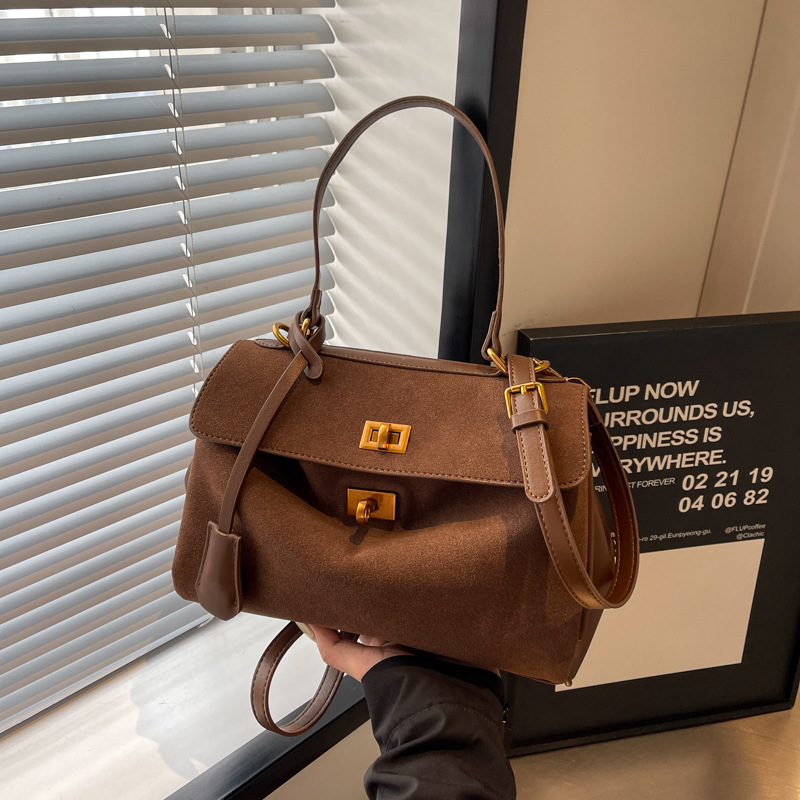 Large-capacity women's 2025 new style fashionable retro casual matte crossbody bag, women's hand-held platinum Kelly bag Specification drawing