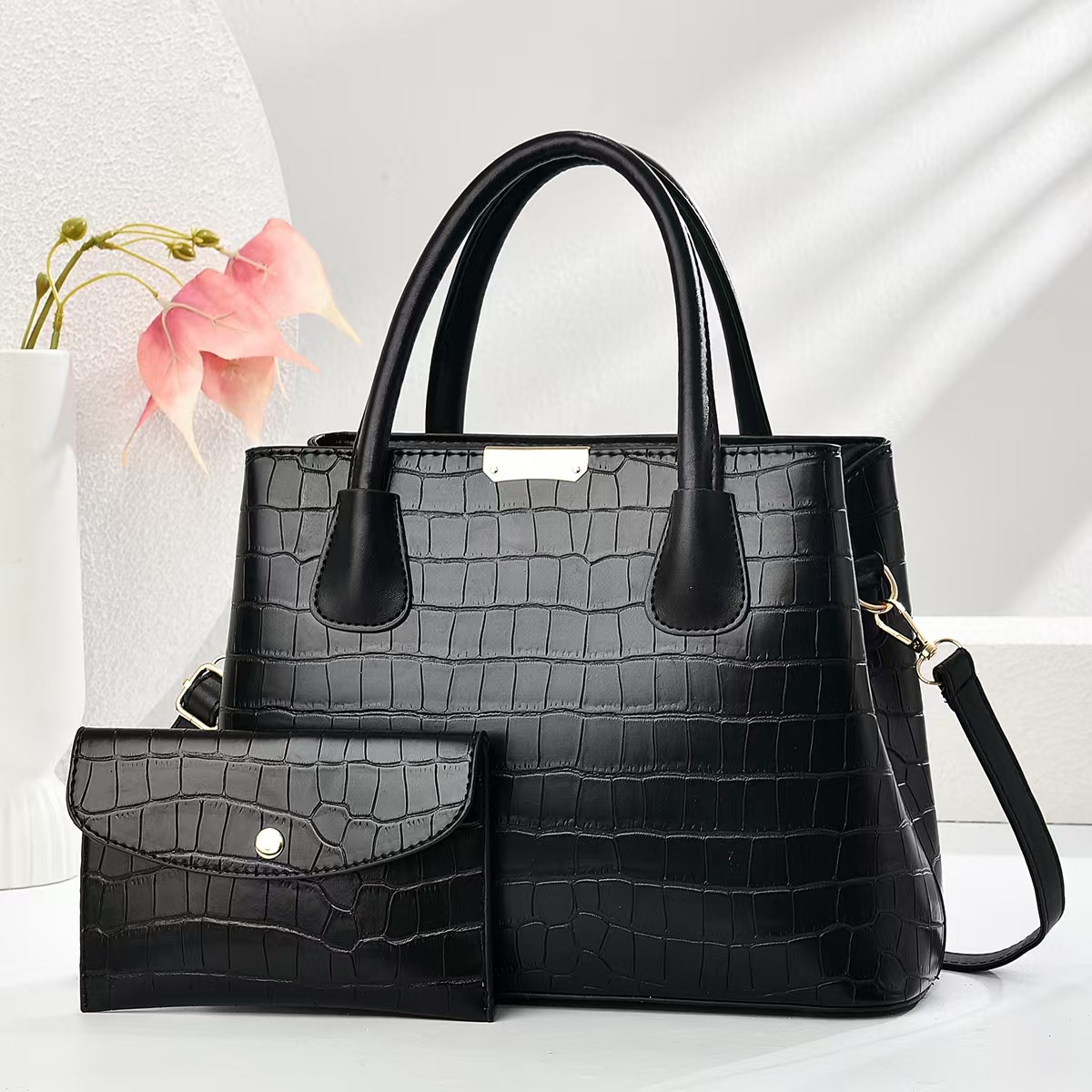 Wholesale of new cross-border rainbow-colored stone-patterned large-capacity hand-held mother and child bags, fashionable and versatile single-shoulder crossbody bags details Picture