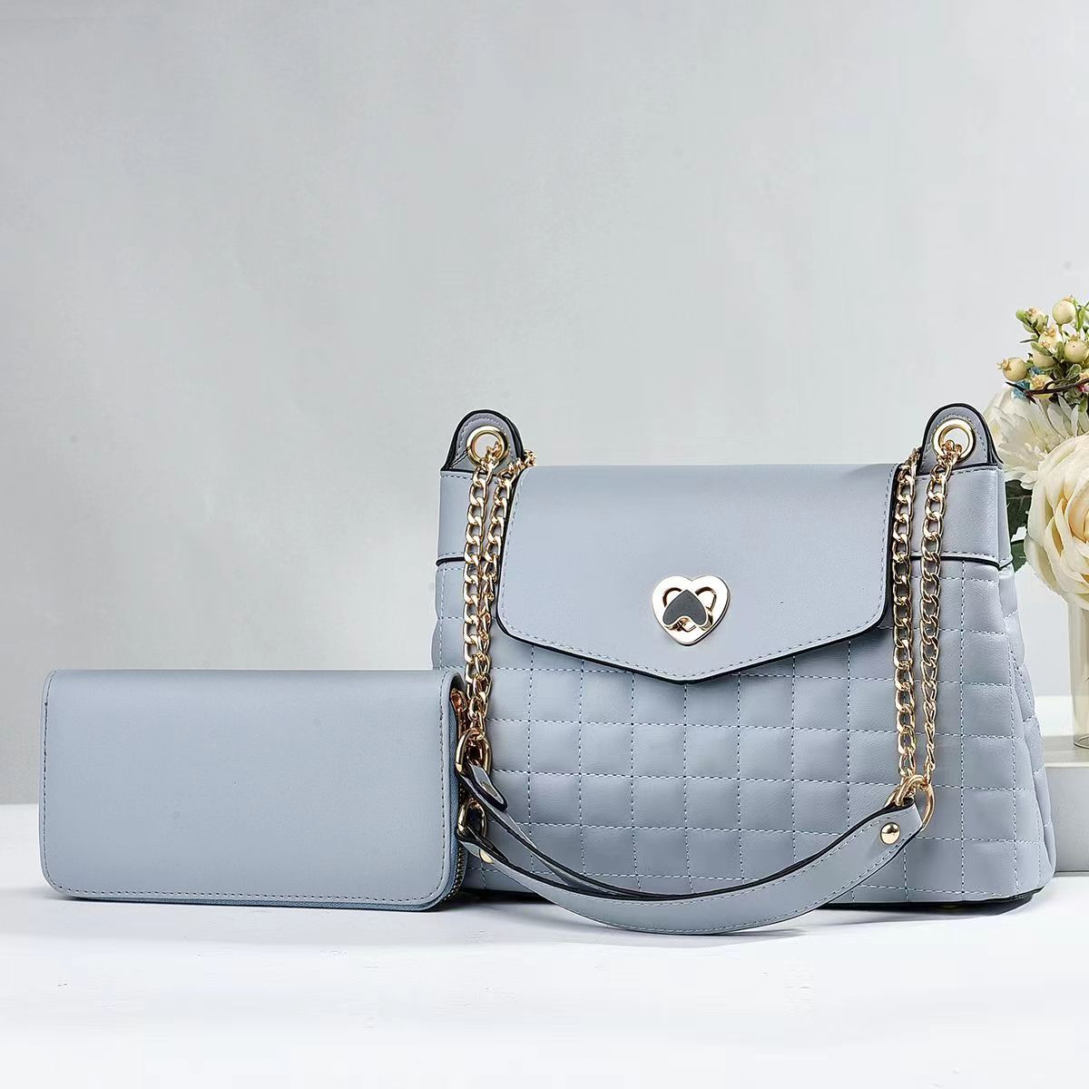 The manufacturer's two-piece women's bag 2023 new chain single-shoulder crossbody bag, diamond-shaped casual and niche mother-and-child bag Specification drawing