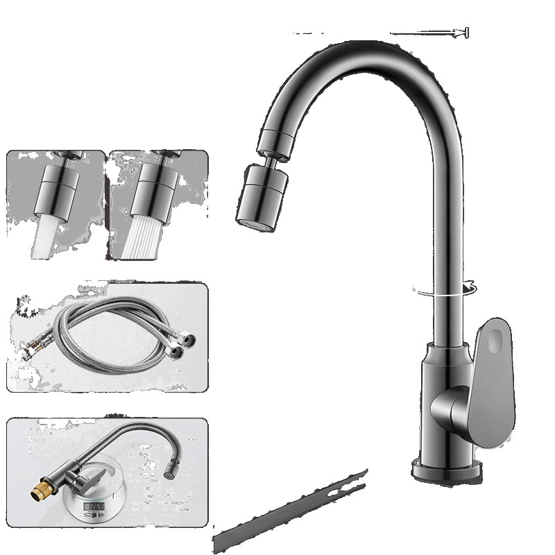 All-copper kitchen faucet, pull-out cold and hot water washing basin, dishwashing basin, vegetable washing basin, extendable and multi-functional household Item Picture