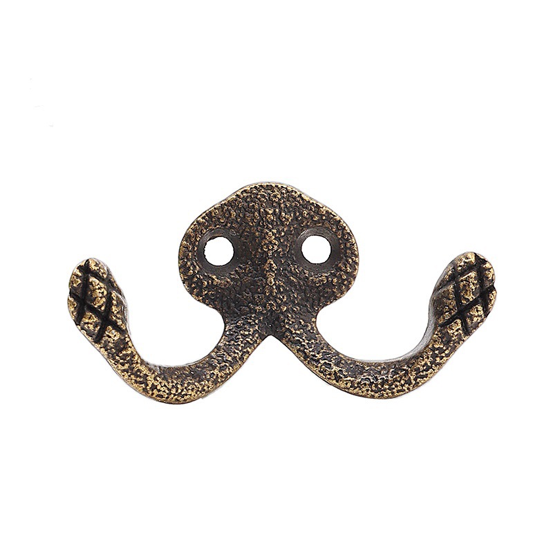 Retro alloy hooks, question mark hooks, lamp hooks, iron sheet clothes hangers, bathroom wall single hooks, black double hooks, cross-border hooks Item Picture