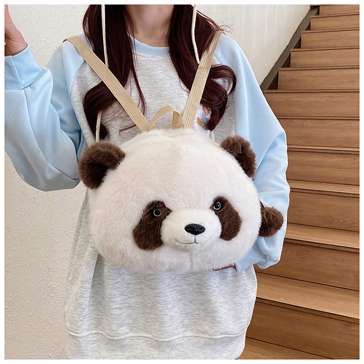 New cartoon backpack, plush red panda, large-capacity doll, cute cartoon schoolbag, backpack, panda on both shoulders Application Scenario
