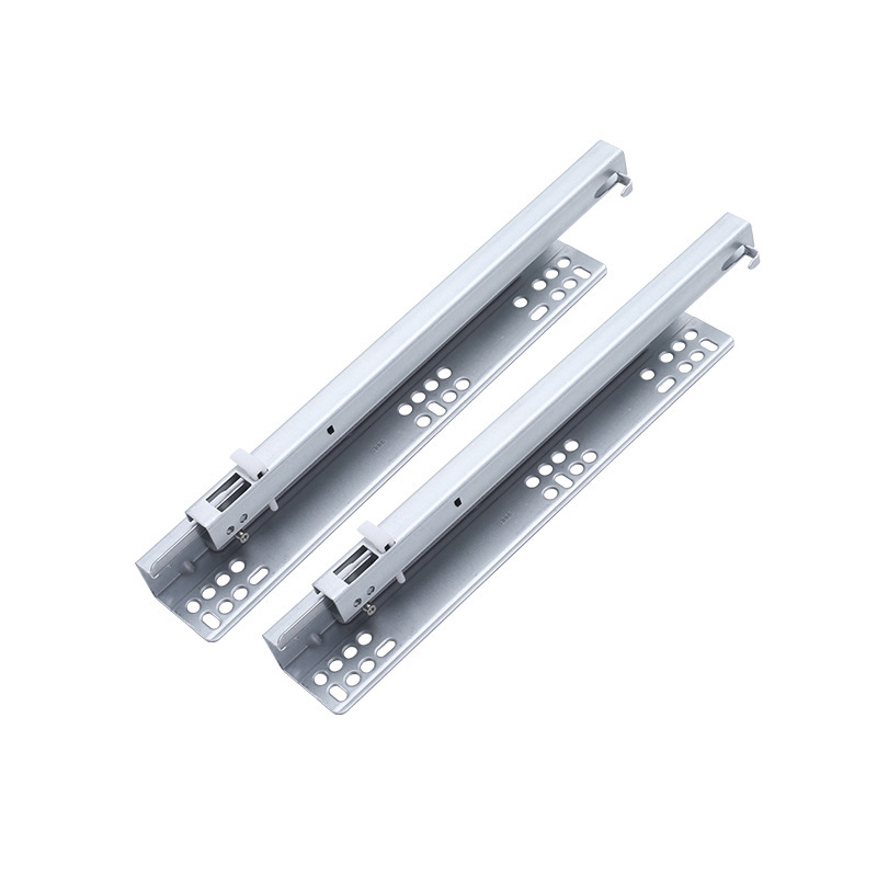 The manufacturer wholesals two sections of hidden drawer slide rails, self-priming damping, silent buffer drawer bottom support rail tracks Item Picture