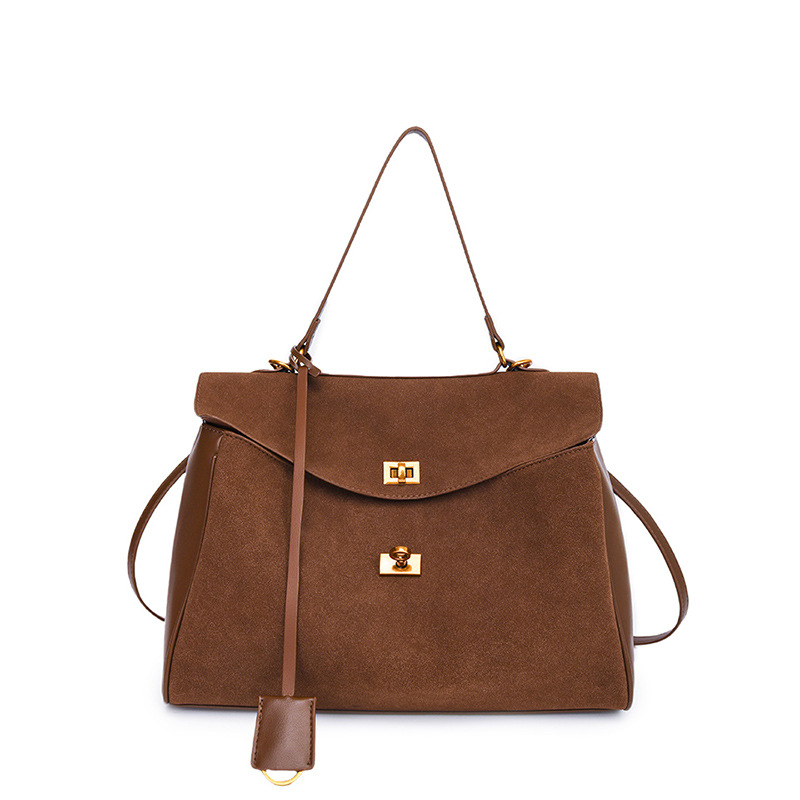 Factory-customized retro versatile commuter tote bag, large-capacity ladies' hand-held platinum bag, casual single-shoulder crossbody bag Item Picture