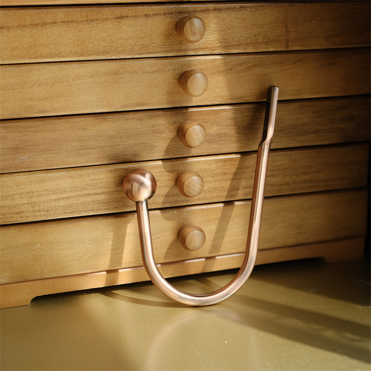 【 Yonghao Hardware 】 Cross-border supply factory direct sales of aluminum alloy one-piece small curved hook round ball curtain hooks Specification drawing