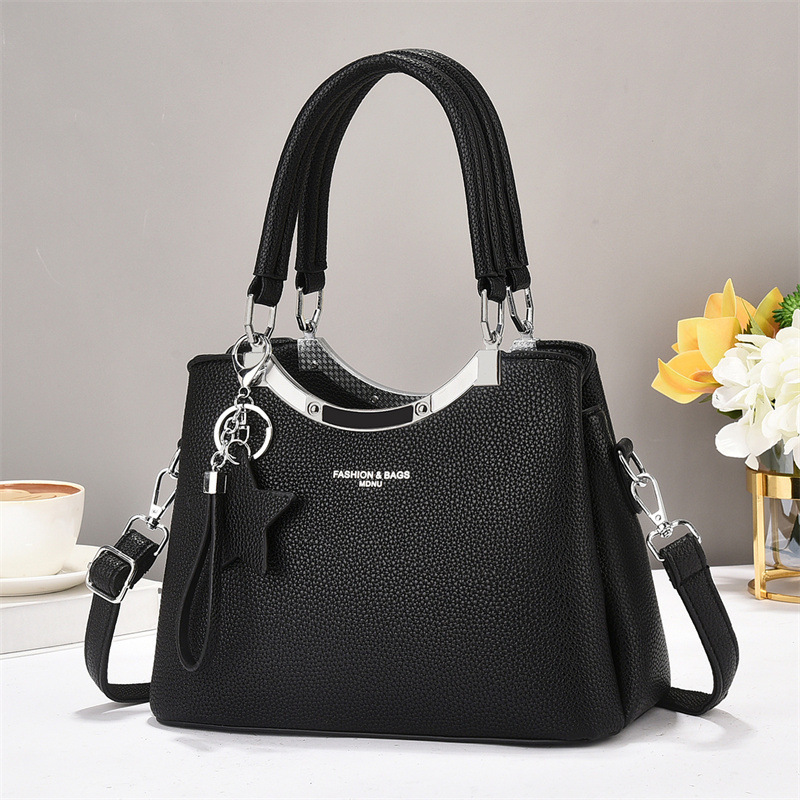 Cross-border handbag for women 2024 New style casual single-shoulder bag, simple crossbody bag, large capacity, versatile bag for middle-aged ladies Specification drawing